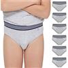 Pompea Pack 6 Pezzi Slip Bambino Cotone Grigio Melange e Elastico Rigato