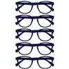 OPULIZE Pop 5 Pacco Retrò Giro Blu Opaco Liscio Uomo Donna Occhiali Da Lettura Cerniere Molla RRRRR2-3 +2,50