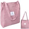 Amexo Borsa a Tracolla in Velluto a Coste Donna Tote Bag Tela Borsa Grande Donna Uni Bag Borsa Lavoro per Università Viaggi Lavoro (Viola)