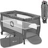lionelo STEFI PLUS - Lettino da viaggio 2 in 1 e box portatile con materasso a 2 livelli di altezza, lettino per neonati e bambini da 0 a 36 kg, ingresso laterale, rete traspirante, sicurezza