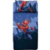 hermet Spiderman, Lenzuolo Letto Singolo, Completo Letto Singolo, Lenzuolo Sopra, Lenzuolo Con Angoli, Federa, Blu, Marvel, 100% Cotone, Prodotto Ufficiale