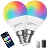 Aigostar Lampadine Alexa, Lampadine Wifi G45 E14 6.5W, Lampadina Smart RGBCW Compatibile con Alexa/Google Home, Nessun Hub Richiesto. Funzionamento a Distanza, Controllo Vocale, 2 Unità.