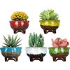 ARTKETTY Vasi in ceramica per piante grasse, piccoli vasi per cactus, 10 cm, contenitore per piante da fiore smaltato con drenaggio, decorazione per casa e giardino, confezione da 5
