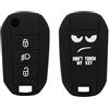 EIMINB Guscio Portachiavi Accessori Ricambi Cover Copri Chiave Telecomando Custodia in Silicone per Chiave Auto per Peugeot 208 308 3008 2008 307 per Peugeot 508 407 Expert Rifter Partner (Nero)