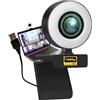 TronicXL Webcam Full HD con luce ad anello lampada 1920 x 1080p autofocus I 2 microfoni cancellazione del rumore sfondo I per streamer streaming videoconferenze gaming computer computer portatile per