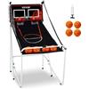 VEVOR Gioco Arcade di Pallacanestro Pieghevole, Sport Domestico, 2 Persone 4 Palloni 8 Modalità, Tabellone Segnapunti Elettronico LCD e Pompa di Gonfiaggio, Gioco per Bambini, Adulti, Bianco Nero