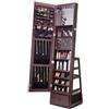 VEVOR Specchio Portagioie da Terra Specchio Girevole 360° con Contenitore, Armadietti Portagioie con Specchio a Figura Intera Fodera in Velluto Luce LED, Specchio Organizzatore Portagioielli, Marrone