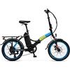 Argento Piuma Foldable E-bike, Ruote 20, Autonomia Max 70 km, Motore 250W, Batteria 374W, Cambio Shimano 7 Rapporti, Peso Max Supportato 100 kg, Blu, AR-BI-210001