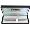 Pentel, penna roller EnerGel Sterling con inchiostro gel, superficie fusto rosa opaco, tratto da 0,35 mm, punta da 0,7 mm, nero, BL407P-BOX