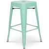 Kosmi - Sgabello da bar verde menta brillante in stile industriale altezza 66cm