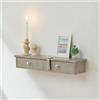 [en.casa] Mensola da Parete con 2 Cassetti 60 x 15 x 10 cm Mobiletto Pensile per Soggiorno Ingresso Comodino Sospeso per Camera da Letto - Effetto Cemento Chiaro