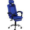 Totò Piccinni Sedia Ufficio BETA Gaming Ergonomica Reclinabile Girevole con cuscini e poggiapiedi con rotelle e poggiatesta (Beta Blu)