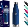 Motswedi Borraccia Termica, 500 ml Senza BPA, Borraccia, 18/8 Acciaio Inossidabile, Borracce Acciaio Inox, Isolamento Sottovuoto a Doppia Parete, Bottiglia Termica per Scuola, Viaggi, Jogging - Blu scuro
