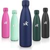 Motswedi Borraccia Termica, 500 ml Senza BPA, Borraccia Termica Bambini, 18/8 Acciaio Inox, Bottiglia Termica, a Prova di Perdita, Borraccia Bambini per Scuola, Sport, Campeggio, Yoga, Blu Scuro