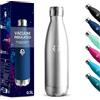 Motswedi Borraccia Termica, 500 ml Senza BPA, Borraccia, 18/8 Acciaio Inossidabile, Borracce Acciaio Inox, Isolamento Sottovuoto a Doppia Parete, Bottiglia Termica per Scuola, Viaggi, Jogging - Vero colore