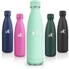 Motswedi Borraccia Termica, 500 ml Senza BPA, Borraccia Termica Bambini, 18/8 Acciaio Inox, Bottiglia Termica, a Prova di Perdita, Borraccia Bambini per Scuola, Sport, Campeggio, Yoga, Verde Blu