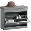 SoBuy Scarpiera Salvaspazio Slim con Seduta - Panca Scarpiera da Ingresso Contenitore in Legno, Mobile Scarpiera Ingresso per Scarpe, Regolabile, Grigio L60*P24*A51 cm FSR82-K-HG