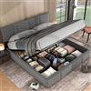 HOXINBLY Letto Matrimoniale con Contenitore 160x200 cm,Letto Una Piazza e Mezza con testiera Regolabile in Altezza, Letto Contenitore con Rete a doghe, Struttura Letto Matrimoniale in Velluto Grigio