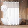Barossa Design Tenda da doccia in cotone in stile hotel, con fodera in tessuto a scatto, parte superiore in rete, tessuto misto cotone a nido d'ape, lavabile, colore bianco, 183 x 183 cm