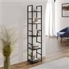 DEGHI Libreria 5 ripiani 144h cm in acciaio nero e legno rovere nero - Duke