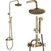 fyheast Colonna Doccia con Miscelatore, Miscelatore Doccia In Ottone Vintage Con Doccetta E Soffione 80-120 Cm Regolabile In Altezza