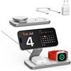 Voomy Caricatore Wireless 3 in 1 15W - Stazione di Ricarica Compatibile con iPhone MagSafe, AirPods e Apple Watch, Design Pieghevole in Materiale Ignifugo (Bianco)