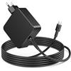 YKEJCLD Caricatore USB C 65W, PD Alimentatore Rapido USB C con Cavo da 1.7m Compatibile con Lenovo ThinkPad, Yoga, Chromebook, Steam Deck, Huawei, Samsung, MacBook Air/Pro, HP, Dell, Acer, Asus