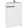 Kitaly | Modello Bob Mobiletto Multiuso Scarpiera, Pannello Nobilitato con Melaminico e Laccato Lucido, Made in Italy, Bianco, 2 Ante, 1 Cassetto e 6 Ripiani Basso