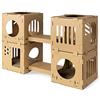 Navaris Tunnel per Gatti Modulare - Albero 2X Tiragraffi - Condominio Gatto - Torre Graffiatoio Componibile in Cartone Ondulato - Set 4X Cubi 2X Ponti