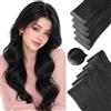 Silk-co Invisibile Extension Capelli Veri Biadesivo, Extension Biadesive Capelli Veri 10pz 20g, 35cm Estensioni di Capelli Umani Adesive, 1 Jet Nero