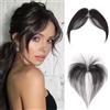 MY-LADY Topper Clip-in con Riga Centrale - Frangia in Capelli Umani 100% Remy, Posticcio Monopezzo per Donne (Nero naturale)
