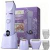 XkuiHF Rasoio elettrico 3 in 1 per le donne, tagliacapelli per il corpo per le donne, rasoio da donna, zona intima secco/bagnato, per bikini ascelle braccia viso naso (viola)