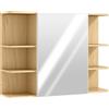 HOMCOM Specchiera Bagno con Armadietto a 2 Ripiani e 6 Vani Aperti, 80x20x59 cm, Legno | Aosom Italy