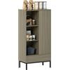 HOMCOM Credenza per Salotto Moderna con Porta Cassetto Ripiano Regolabile e 3 Scomparti Aperti 60x34x121 cm Naturale | Aosom Italy