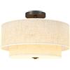 HOMCOM Lampada a Soffitto, Lampada a Sospensione con Doppi Paralumi in Lino, Bianco crema | Aosom Italy