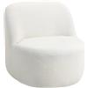 HOMCOM Poltrona per Salotto con Schienale Ergonomico in Tessuto Sherpa e Schiuma, 73x82x71 cm, Bianco Crema | Aosom Italy
