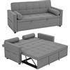 HOMCOM Divano convertibile 2 posti 3 in 1 divano letto con letto estraibile matrimoniale schienale regolabile 2 cuscini 151x137,5x84cm grigio | Aosom Italy