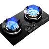 BELUND Piano Cottura A Gas Propano 2 Fuochi Vetro Temperato Doppi Fuochi Fornello Accensione Automatica Campeggio Bruciatori Da Banco E Da Incasso For Cucina GPL/GN, (Size : NG)