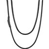 U7 Collana Uomo Pelle Caucciù Collane Uomo Nera 3 mm Larghezza Collane Estive Sottile, 56 cm Lunghezza Corda di Cera Impermeabile Sintetica