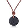 COAI Collana di Pelle da Uomo e da Donna con Ciondolo Albero della Vita, Collana Albero della Vita in Ossidiana Nera Pietra Naturale Unisex 55cm