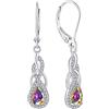 YL Donna Orecchini infinito nodo Argento 925 tagliato 12 Pietre di Nascita Ossido di Zirconio Pera Orecchini, Argento, Zirconia cubica