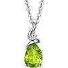 FANCIME Collana Goccia con Oro Bianco 14 carati (585) Ciondolo e Argento 925 Catena con Peridotite e Diamanti Naturale Gioielli per Donna Ragazze Mamma- Catena Lunghezza: 40 + 5 cm