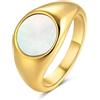 YeGieonr Anello in acciaio inox, da donna, impermeabile, non mimetico, placcato oro, regalo per donne e ragazze, 55(17.3), Metallo non prezioso, Nessuna pietra preziosa
