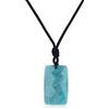 COAI Collana da Uomo e da Donna con Ciondolo Rettangolare in Amazzonite, Collana Pietra Naturale Unisex con Cordino Regolabile