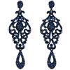 EVER FAITH Orecchini Donna Cristallo Sposa festa Vintage Fiore Modello pendenti a goccia vuota Blu Nero-fondo