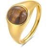 YeGieonr Anello in acciaio inox, da donna, impermeabile, non mimetico, placcato oro, regalo per donne e ragazze, 55(17.3), Metallo non prezioso, Nessuna pietra preziosa
