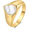 YeGieonr Anello in acciaio inox, da donna, impermeabile, non mimetico, placcato oro, regalo per donne e ragazze, 55(17.3), Metallo non prezioso, Nessuna pietra preziosa