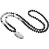 COAI Collana Mala 108 Grani di eQuarzo Rutilato Nero Onice Annodati a Mano, Collana Rosario da Uomo e da Donna per Yoga e Meditazione
