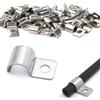 JDCMEI 50 Pezzi Collari per Tubi, 8 mm Fermacavo Unico Foro in Acciaio Inox, Fascetta Stringitubo per Cavi e Tubi, Supporti a U Morsetti per Cavi Ø 7-8.5mm Tubazioni per Acqua Tubi PVC Installazione