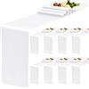YMHPRIDE Confezione da 8 runner da tavola in raso bianco, 30,5 x 183 cm, per matrimoni, feste, compleanni, banchetti, decorazione da tavolo, colore bianco